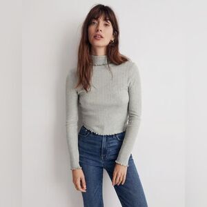 MADEWELL Ribbed Long-Sleeve Turtleneck Crop Top Size L